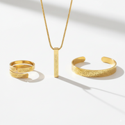 Ayatul Kursi Protection Bundle – Bracelet, Bar Necklace & Adjustable Ring