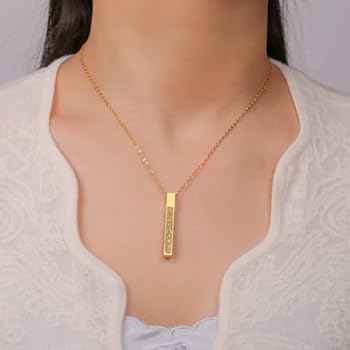 Ayatul Kursi Engraved Bar Necklace | 18K Gold Plated | Premium Silver Options